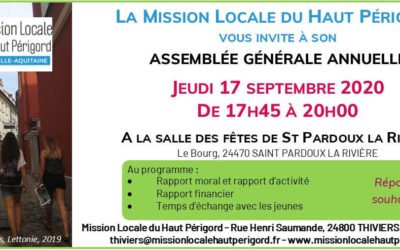 Assemblée Générale de la Mission Locale le 17 septembre de 17h45 à 20h00